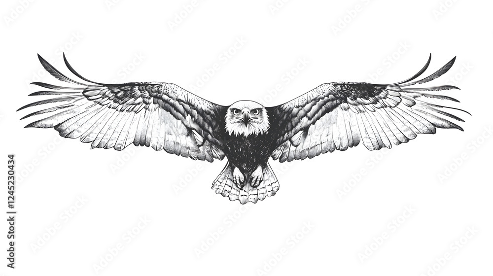 Obraz premium Majestic Eagle in Flight - Detailed Graphic Illustration