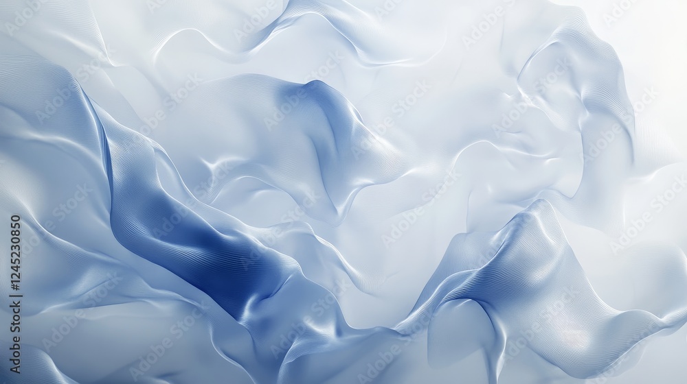 Fototapeta premium Abstract blue and white waves: ethereal flowing patterns and soft textures
