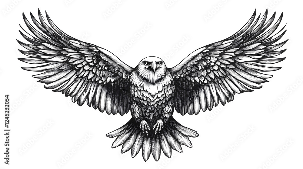 Obraz premium Majestic Eagle in Flight - Fine Line Art