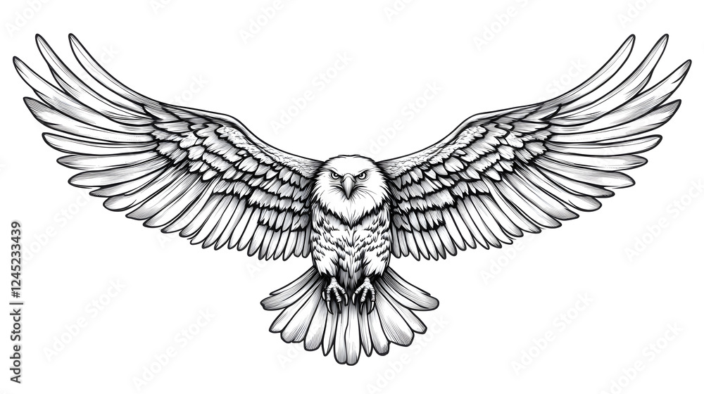 Fototapeta premium Majestic Eagle in Flight - Powerful Line Art