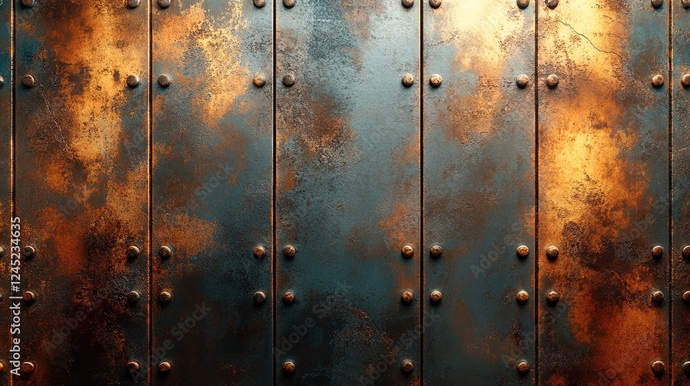 Fototapeta premium A bold metallic background with polished iron textures and soft light accents