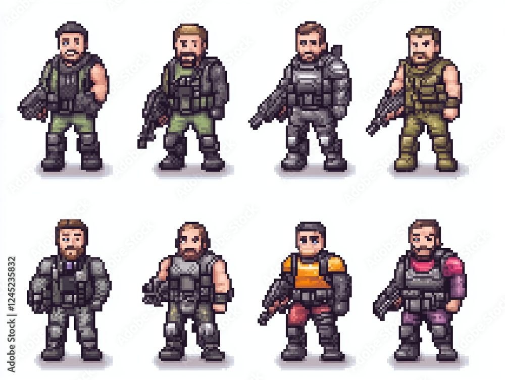 Fototapeta premium Pixel Art Character Collection