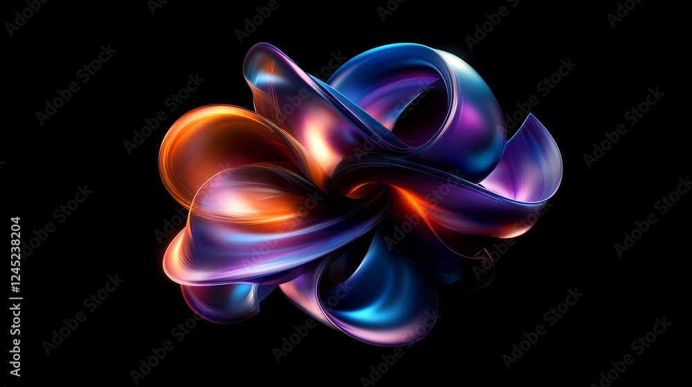Fototapeta premium Abstract 3D Render: Intertwined Metallic Forms in Vibrant Hues