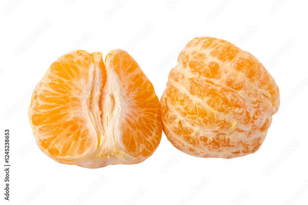 Fresh and juicy peeled tangerine isolated on transparent background Fresh and juicy peeled tangerine isolated on transparent background