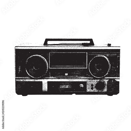 ghetto blaster music stereo 1980s and 1990s vintage halftone grunge vector design element