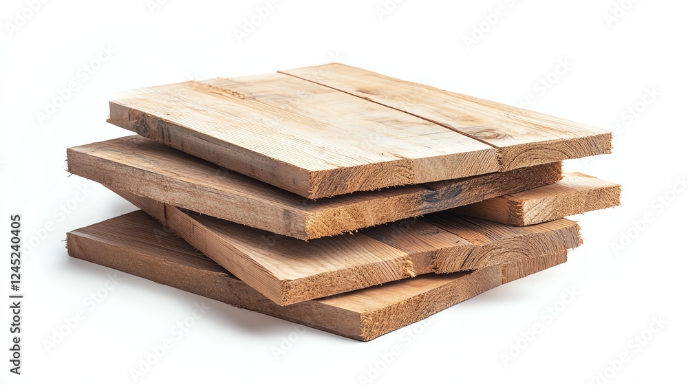 Stack of wooden planks isolated on a white background Stack of wooden planks isolated on a white background