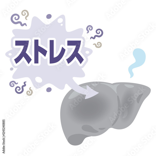 ストレスを受けて元気がなくなる肝臓のイラスト