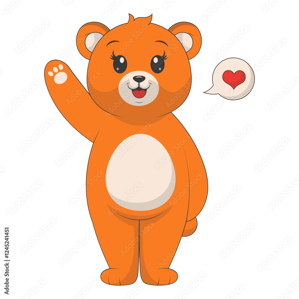 Obraz premium Cute Cartoon Bear Isolated on White Background. Vector Character Design.