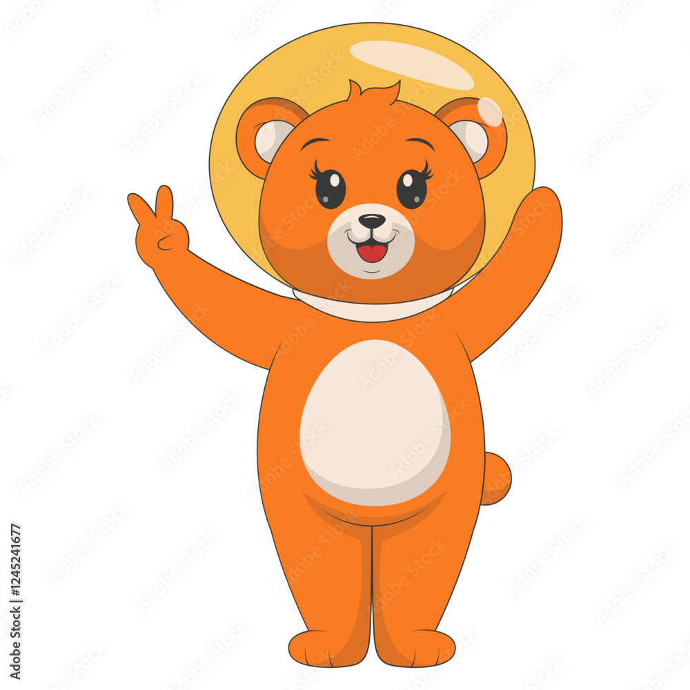 Obraz premium Cute Cartoon Bear Isolated on White Background. Vector Character Design.
