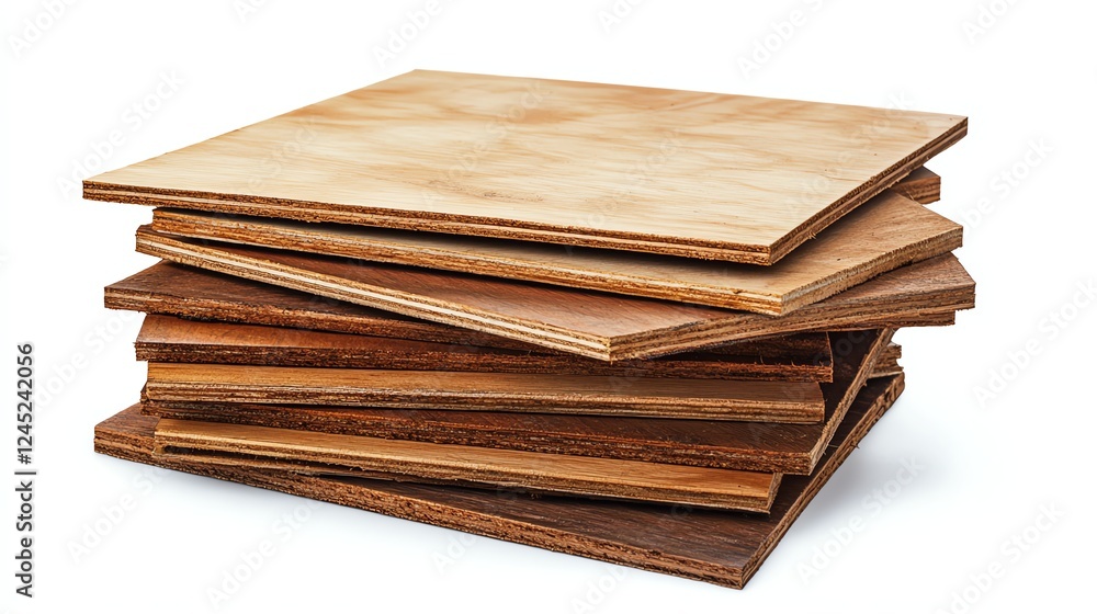 Stack of wooden panels arranged neatly on white background. Stack of wooden panels arranged neatly on white background.