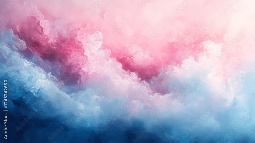 Abstract Pink and Blue Cloud-like Painting. Generative AI Abstract Pink and Blue Cloud-like Painting. Generative AI