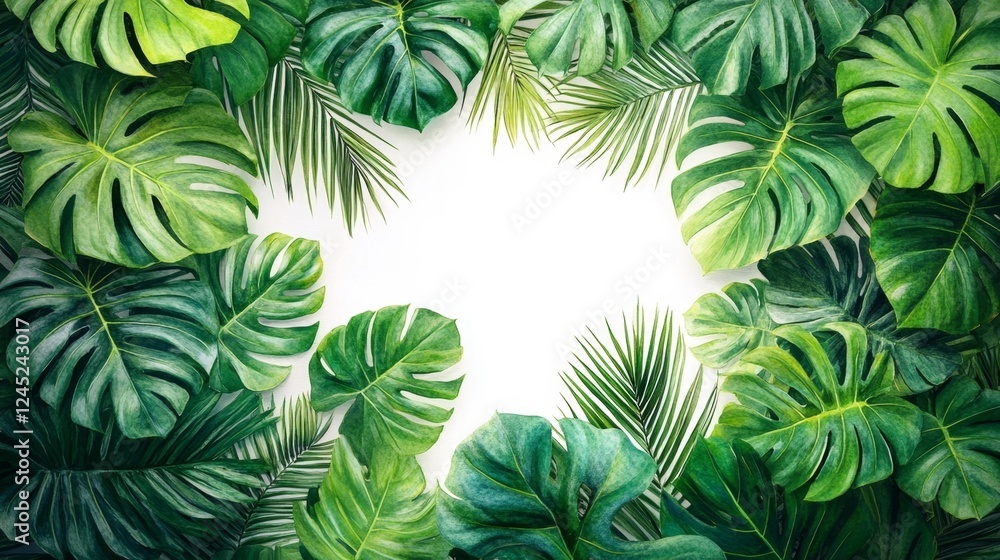 Lush Tropical Leaves Design. Generative AI Lush Tropical Leaves Design. Generative AI