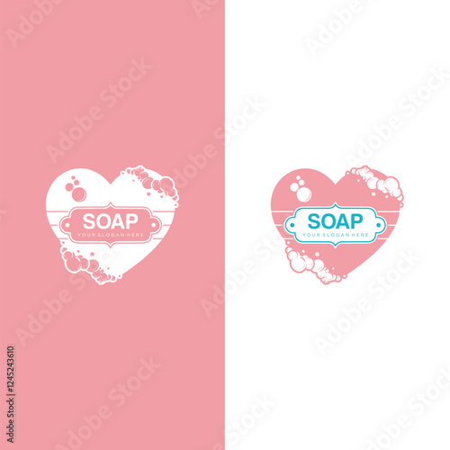 Logo love soap with foam vector design