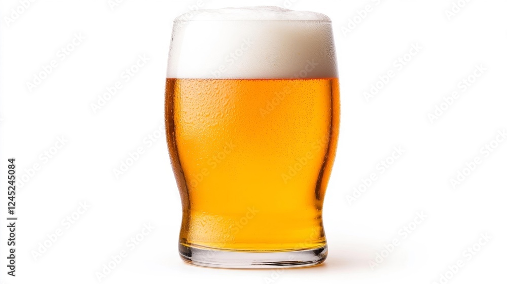 Cold Refreshing Pint of Golden Beer with Foam. Generative AI Cold Refreshing Pint of Golden Beer with Foam. Generative AI