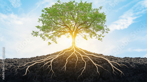 Wallpaper Mural Tree in the field, Tree and Roots Torontodigital.ca