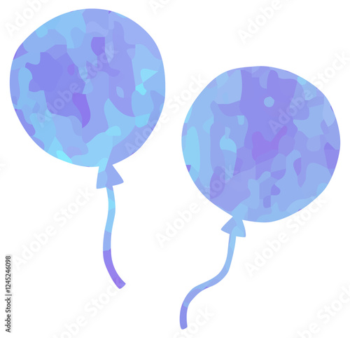 風船のイラスト ベクター素材 紫色 青色