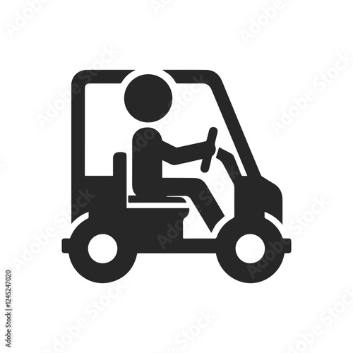 stickman icon stickman figure isolated riding a golf cart on a transparent background