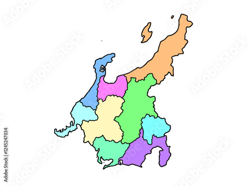 少しゆるい中部地図 色分け 中日本