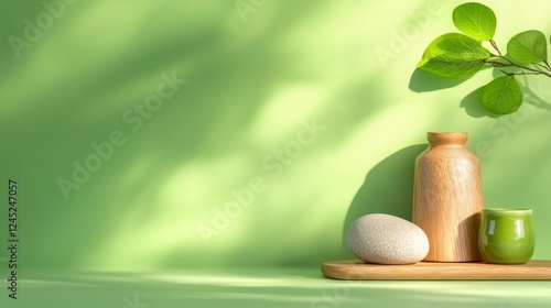 Natural Zen Spa Decor with Greenery. Generative AI photo