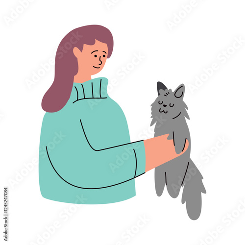 Woman Holding Cat Icon
