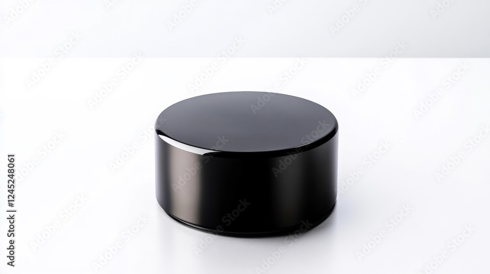 Shiny black cylindrical object isolated on a white background. Generative AI Shiny black cylindrical object isolated on a white background. Generative AI