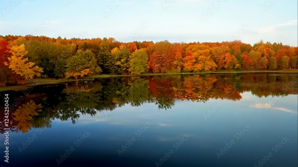 Vibrant Autumn Landscape with Colorful Foliage and Reflective Water, Showcasing Nature's Beauty in a Tranquil Setting During Fall Season Vibrant Autumn Landscape with Colorful Foliage and Reflective Water, Showcasing Nature's Beauty in a Tranquil Setting During Fall Season