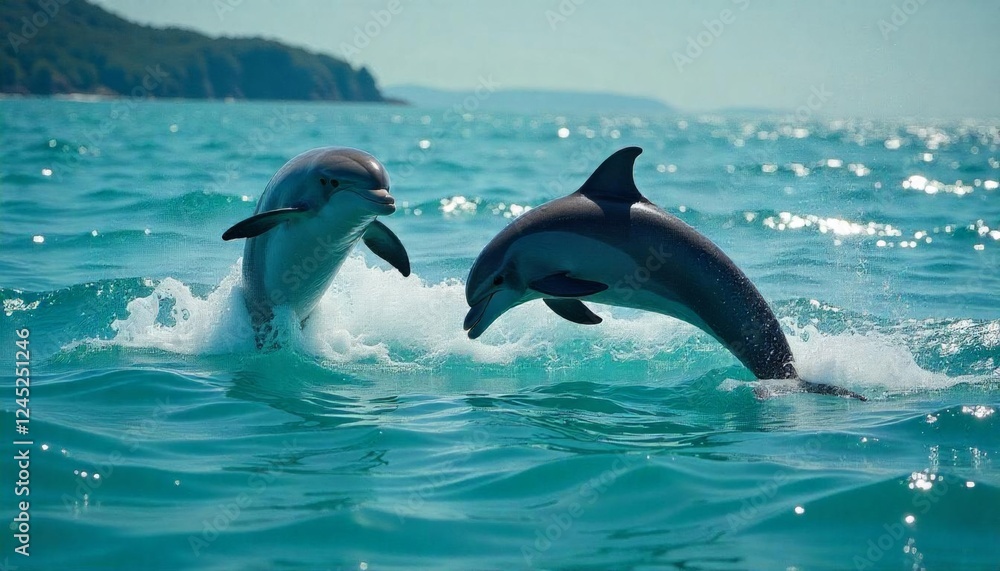 Fototapeta premium Dolphins swimming in the sea