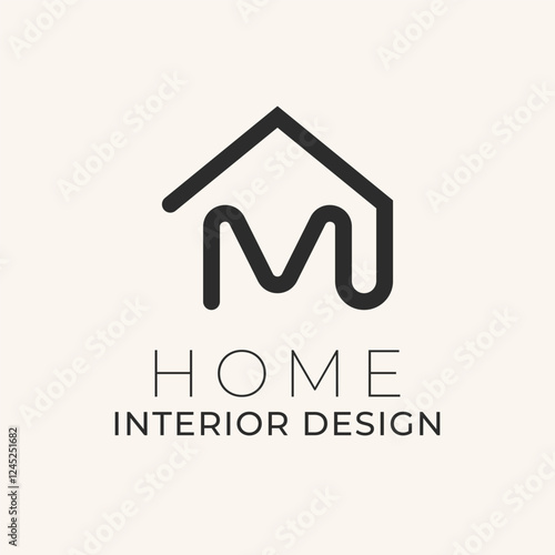 letter m house line monogram logo vector.