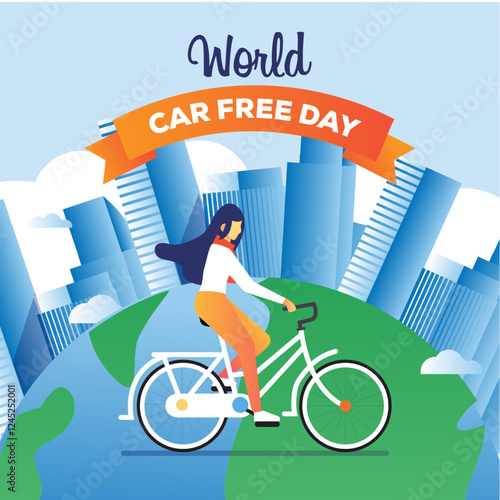 cyclist on the bike to celebrate world car free day