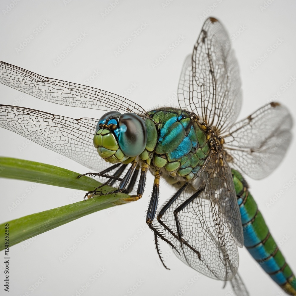 Close-up of a vibrant dragonfly resting on a light surface during the day in nature Colorful dragonfly with transparent wings on an isolated background Close-up of a vibrant dragonfly resting on a light surface during the day in nature Colorful dragonfly with transparent wings on an isolated background