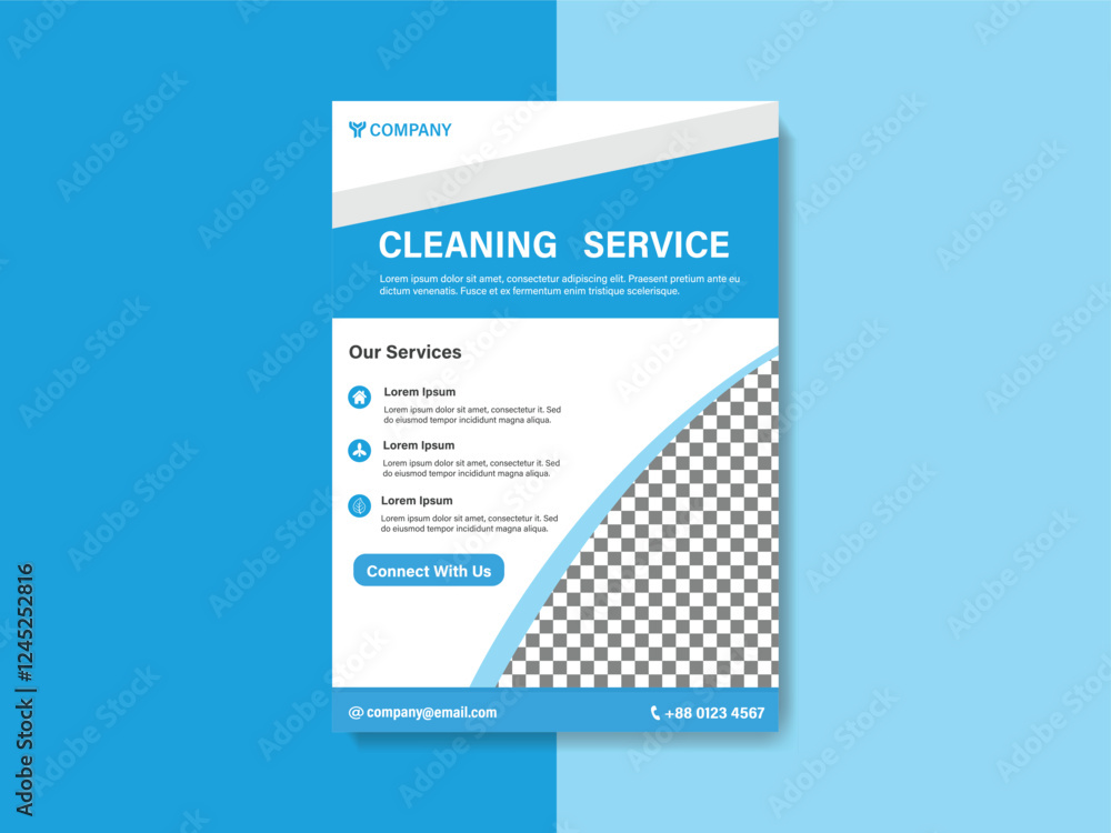 Obraz premium Blue and White Cleaning Service Flyer Design