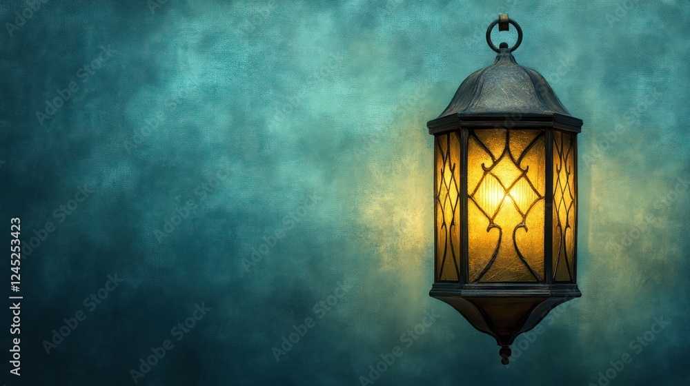 Ornate Ramadan Lantern with Mystical Glow Ornate Ramadan Lantern with Mystical Glow