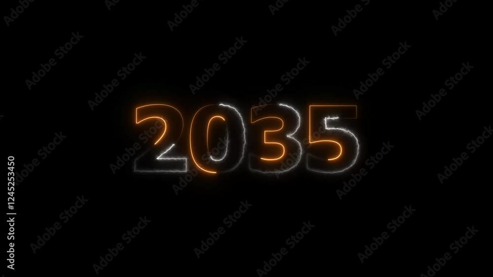 Neon light countdown 2035 Sal number icon background 4k animation. Neon light countdown 2035 Sal number icon background 4k animation.
