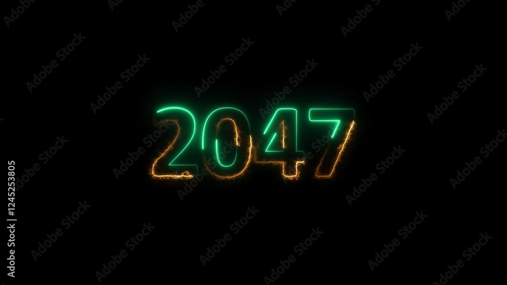 Neon light countdown 2047 Sal number icon background 4k animation. Neon light countdown 2047 Sal number icon background 4k animation.