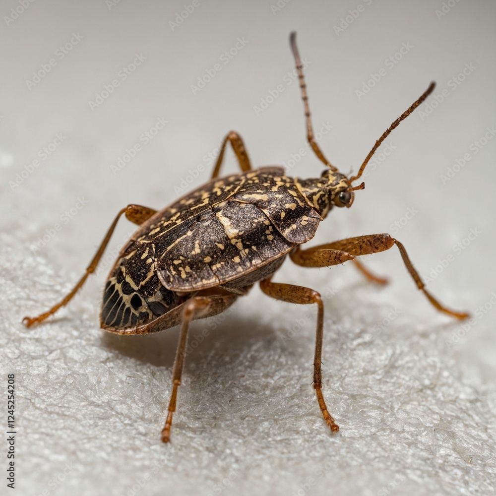 Naklejka premium Macro Photo of Yellow Fever Mosquito Isolated on The Floor Macro Photo of Yellow Fever Mosquito Isolated on The Floor standard Harvestman right side view. Full figure visible, flat white background, n