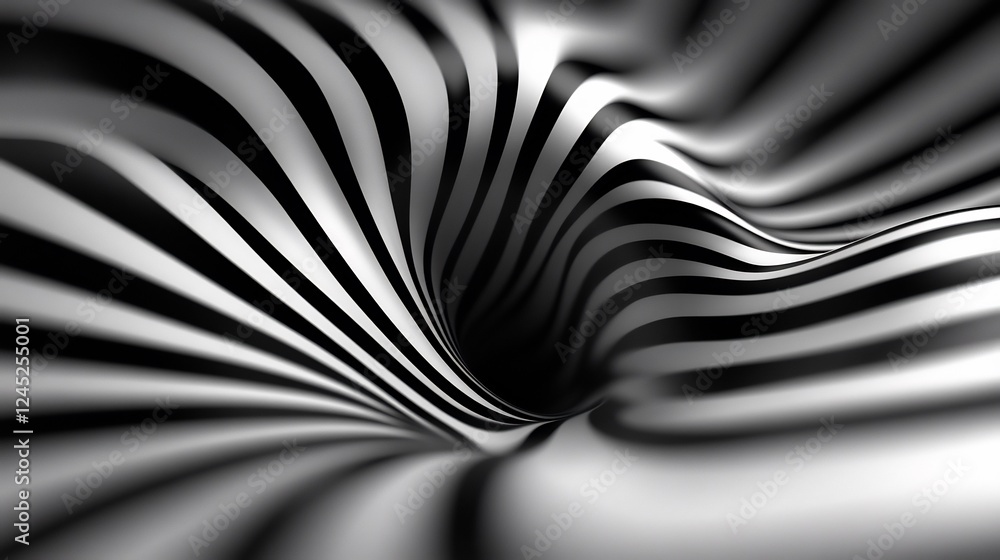 Naklejka premium Abstract Black and White Vortex: A Digital Art Piece