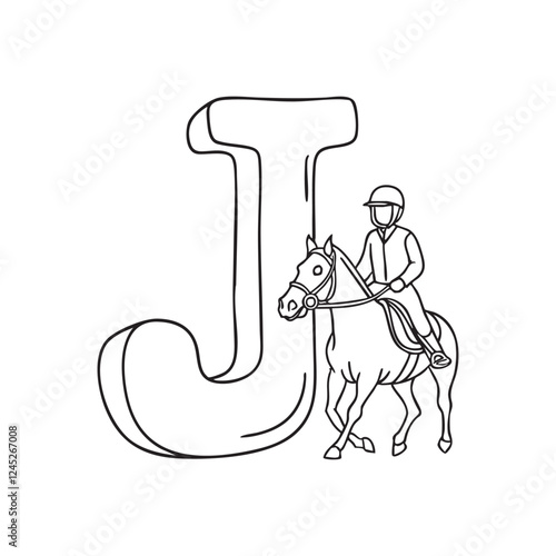 An illustration of Jockey with letter J beside it