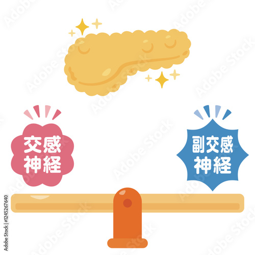 バランスの取れた自律神経と健康的な膵臓のイラスト