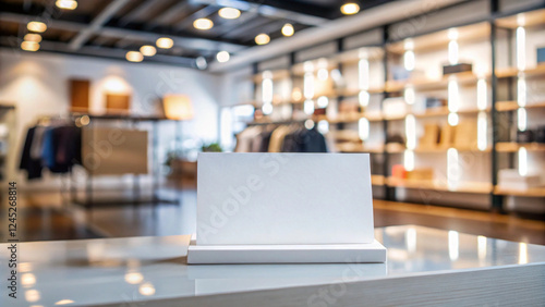 Wallpaper Mural Modern Storefront Mockup with Blank Business Card on Wooden Counter Torontodigital.ca