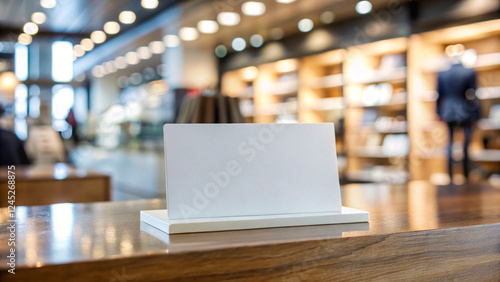 Wallpaper Mural Modern Storefront Mockup with Blank Business Card on Wooden Counter Torontodigital.ca