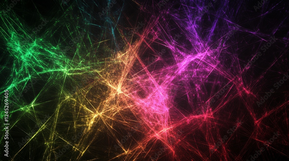 Obraz premium Vibrant multicolored abstract light streaks forming a dynamic web of energy