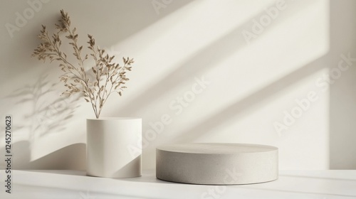 Wallpaper Mural Minimalist Display Podium with Dried Flowers - Modern Design Torontodigital.ca