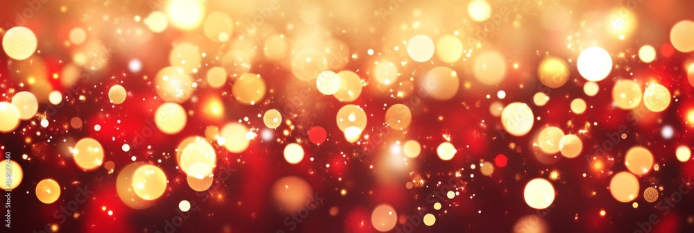 Stunning Bokeh Lights Background: Festive Red and Gold Holiday Sparkle Stunning Bokeh Lights Background: Festive Red and Gold Holiday Sparkle