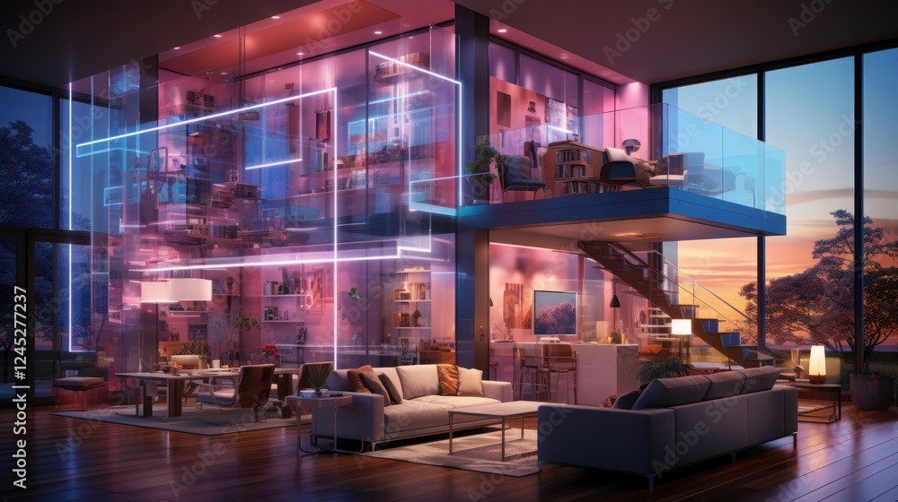 A smart home system controlling lighting and temperature A smart home system controlling lighting and temperature