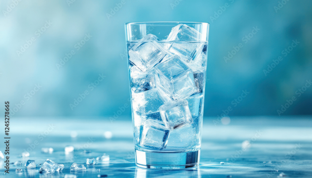 Refreshing Glass of Iced Water with Cubes Refreshing Glass of Iced Water with Cubes