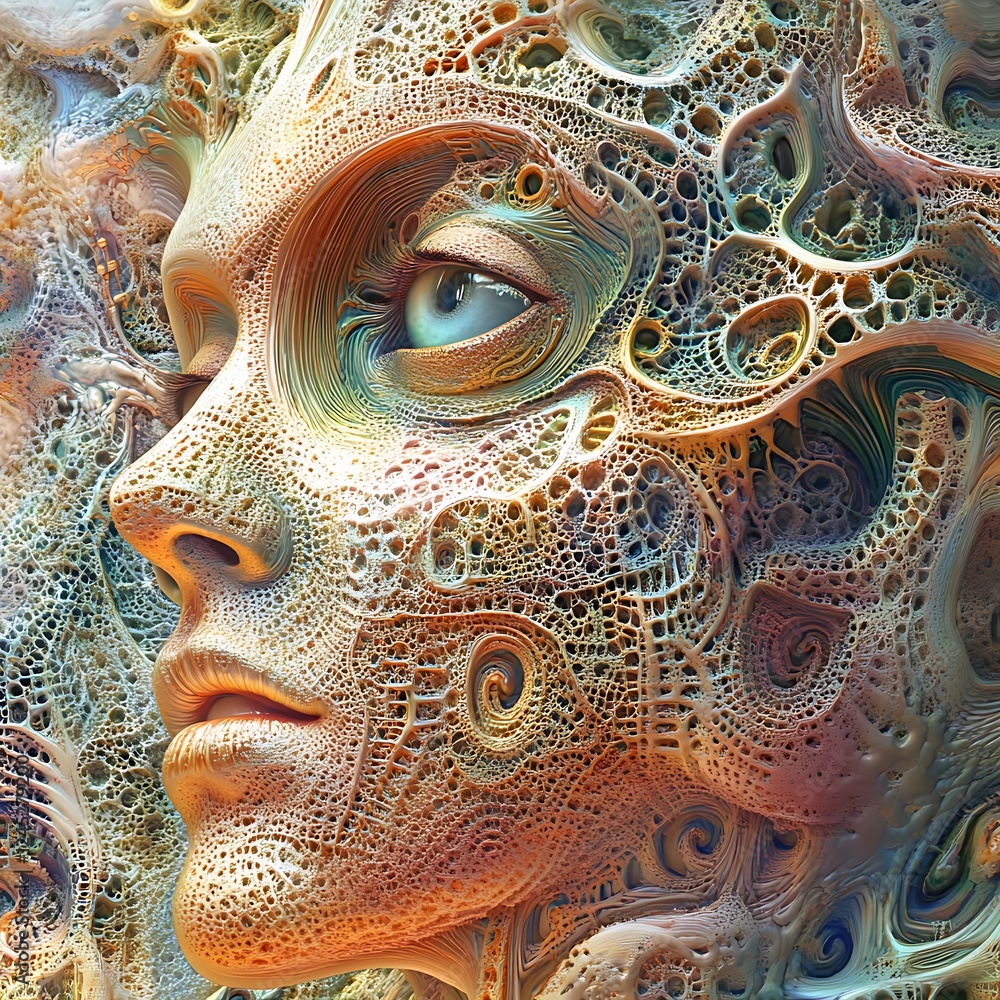 Obraz premium there is a close up of a woman s face with intricate patterns