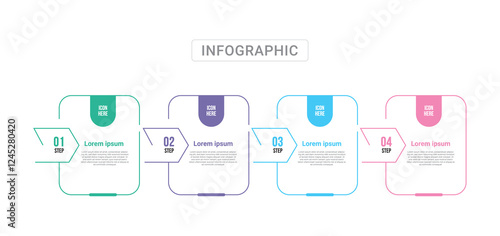 Stylish 4 steps business infographics template, Infographic 4 steps flowchart design, template, info graph template, Professional infographic template business, Infographic with innovative ideas,