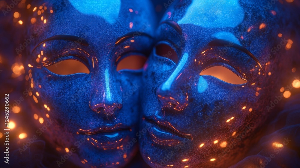 Close-up of Beautifully Shiny Masks. Generative AI Close-up of Beautifully Shiny Masks. Generative AI