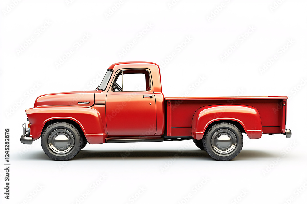 classic red pickup truck isolated on white background 3d rendering classic red pickup truck isolated on white background 3d rendering