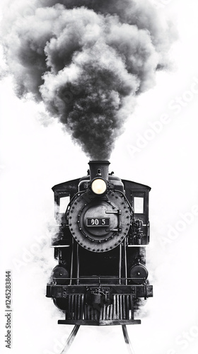 black and white vintage steam train locomotive puffing out smoke